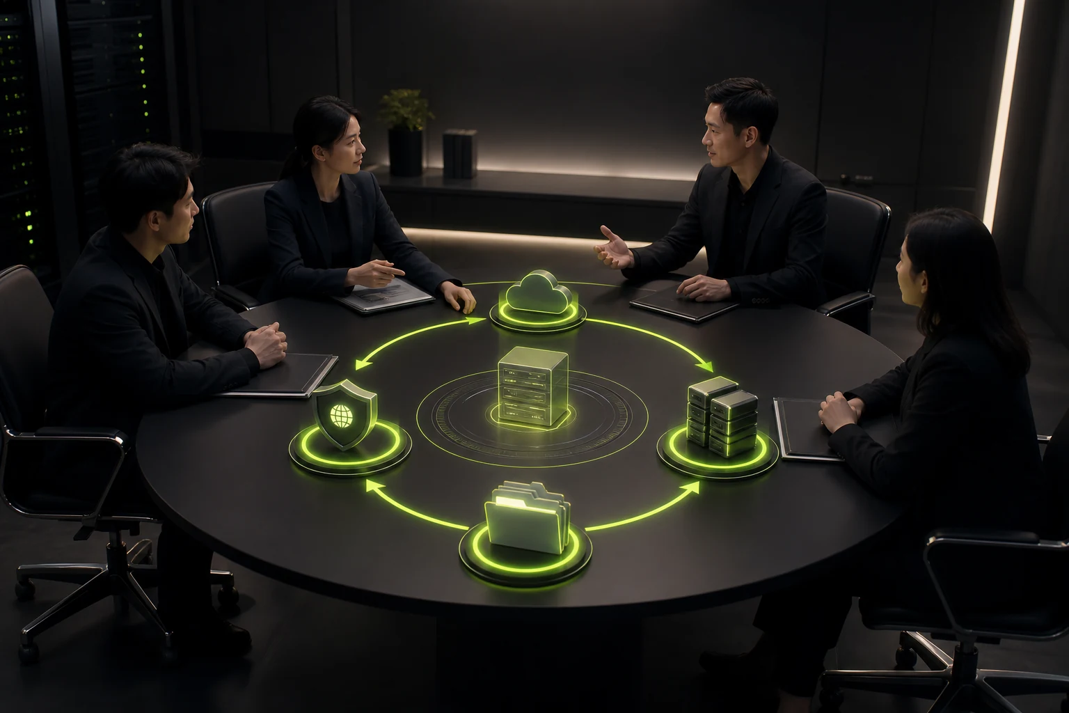 交接会应完成四项现场动作的概念示意图