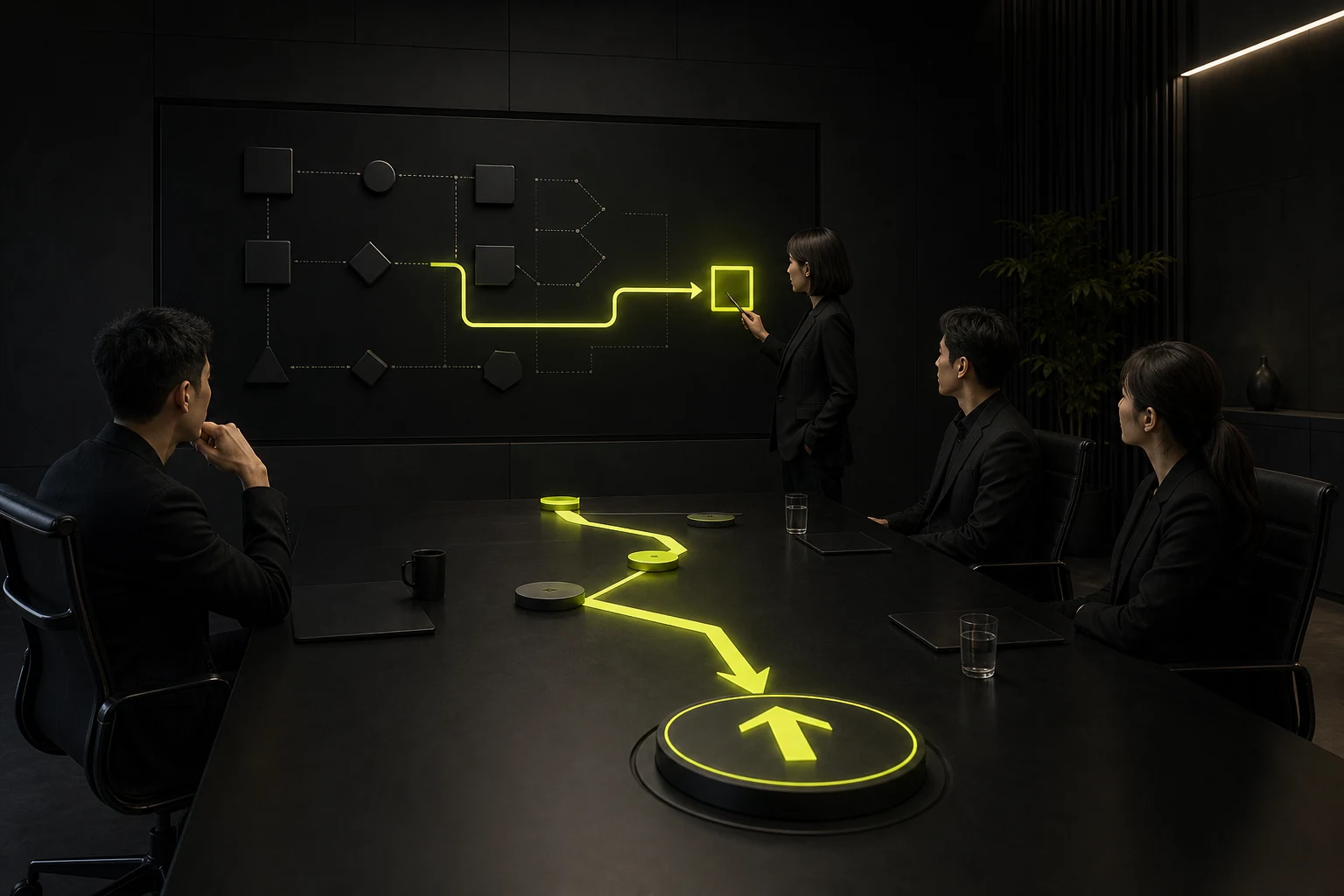 Visual explanation of outputs from a 90-minute technology selection meeting
