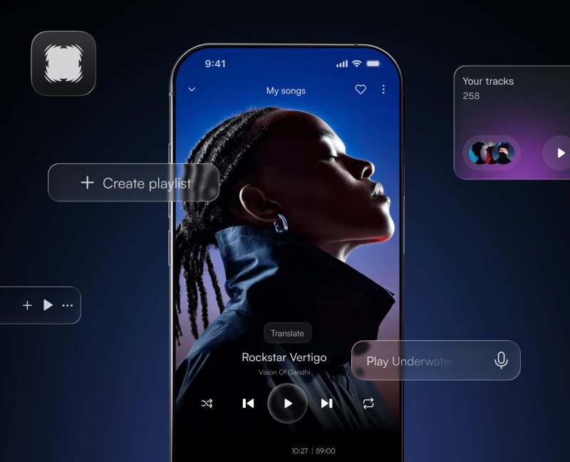 音乐App播放设计：大封面与小控制条界面设计预览