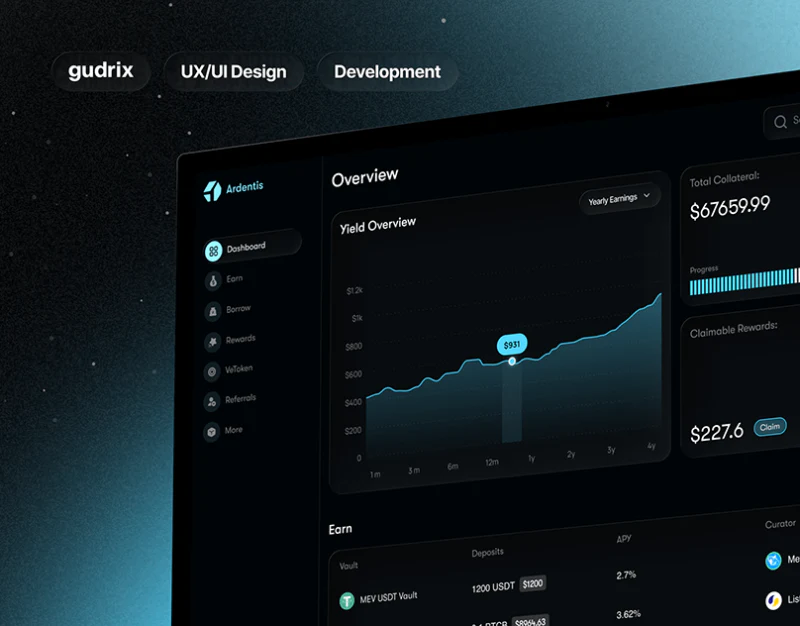 DeFi Dashboard Design: Cyan for Data and Actions design preview
