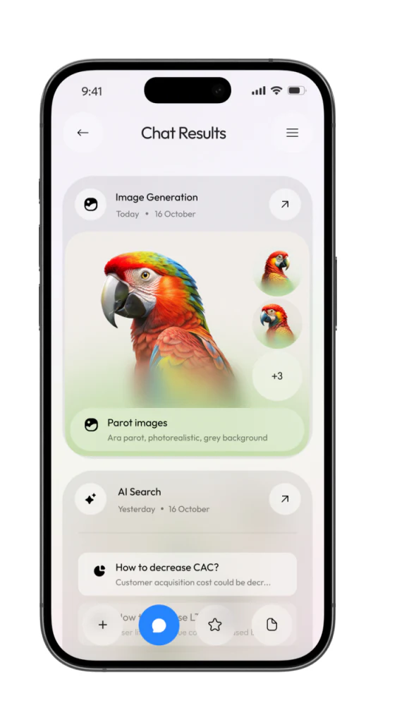 Mobile image generation and search history cards