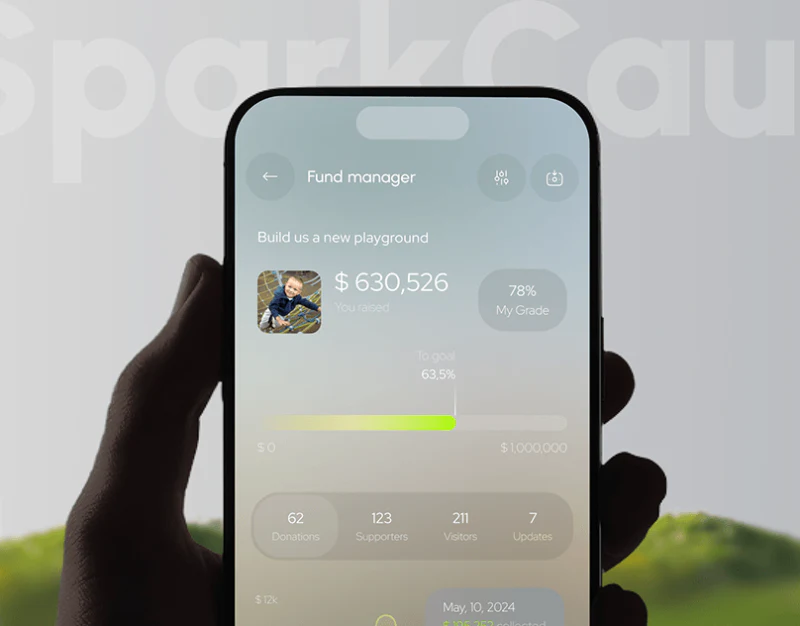 Fundraising Platform UI Design: Separate Progress and Ratings design preview