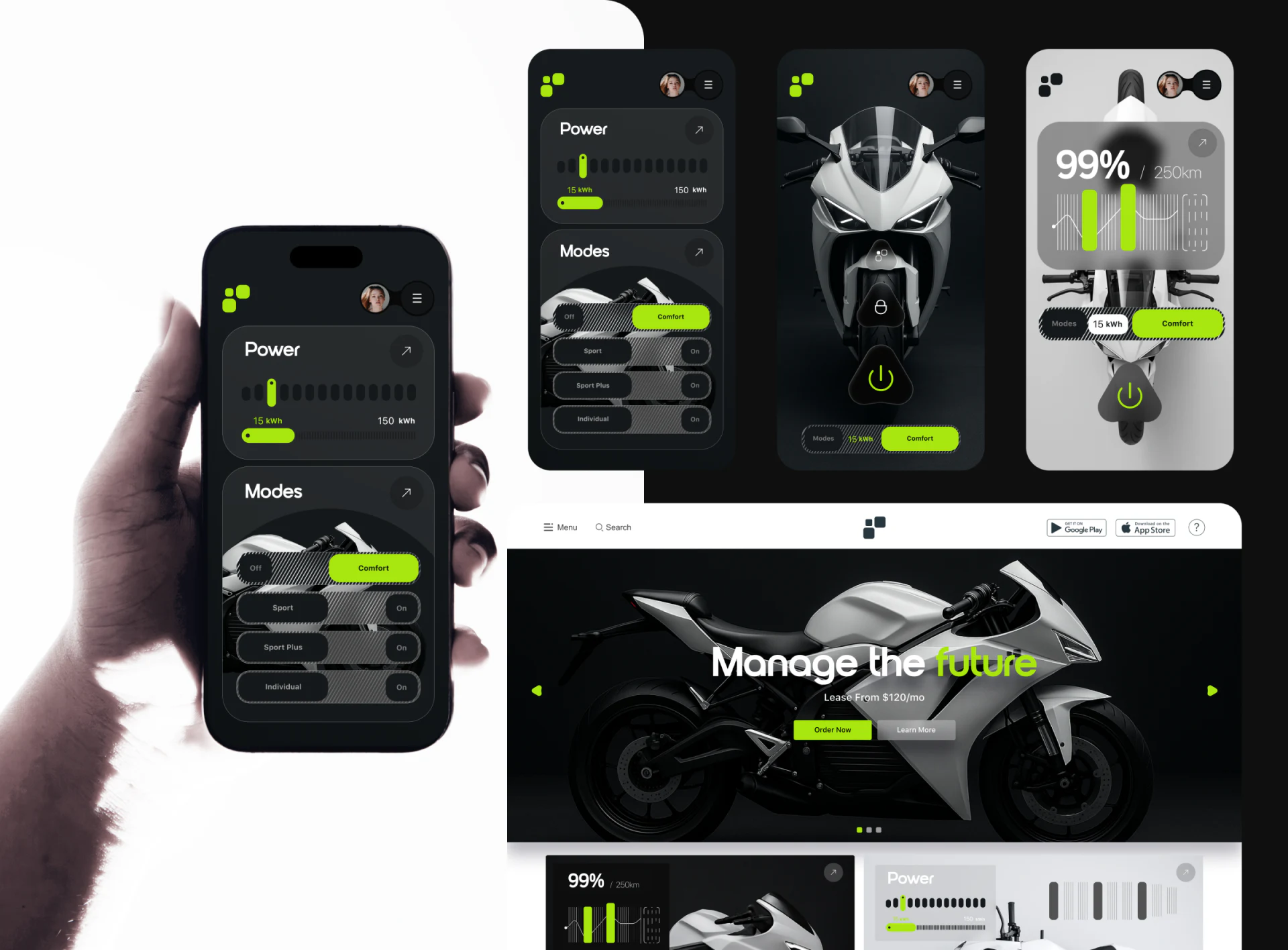 Mobile vehicle front and overhead views with lock and power entries