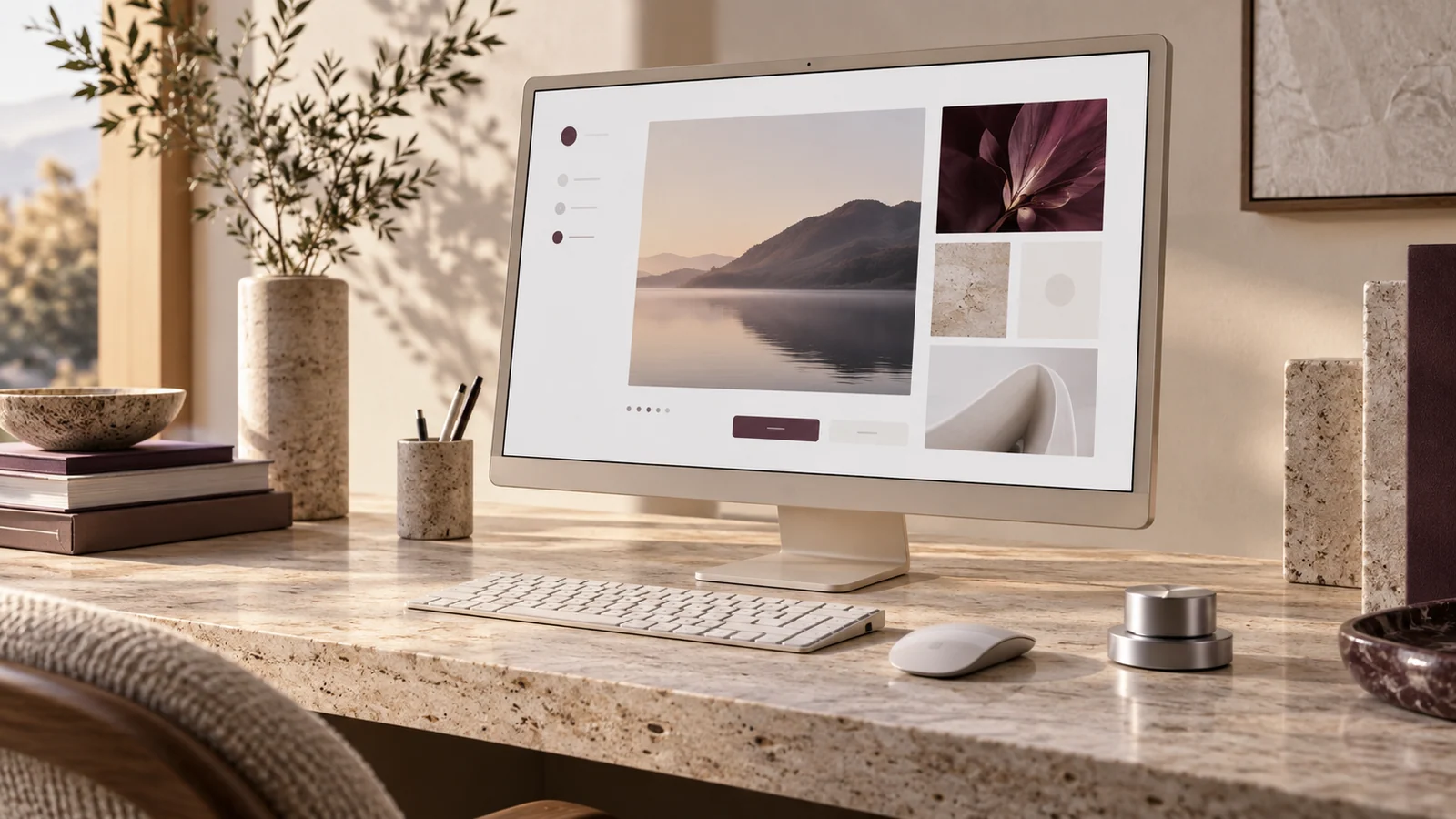 A carefully arranged interface and tactile control illustrate aesthetics combined with use.