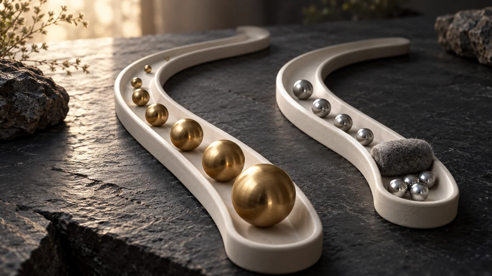 Two tactile tracks contrast escalating reinforcement with a damped stable response