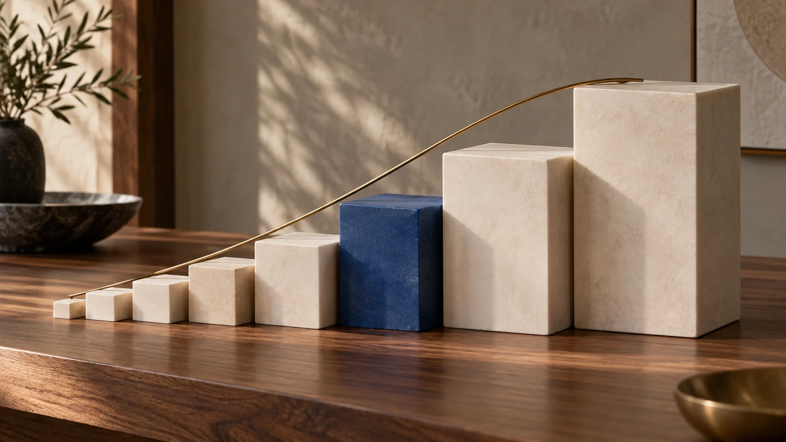 A progression of tactile geometric volumes suggests a coherent proportional rhythm